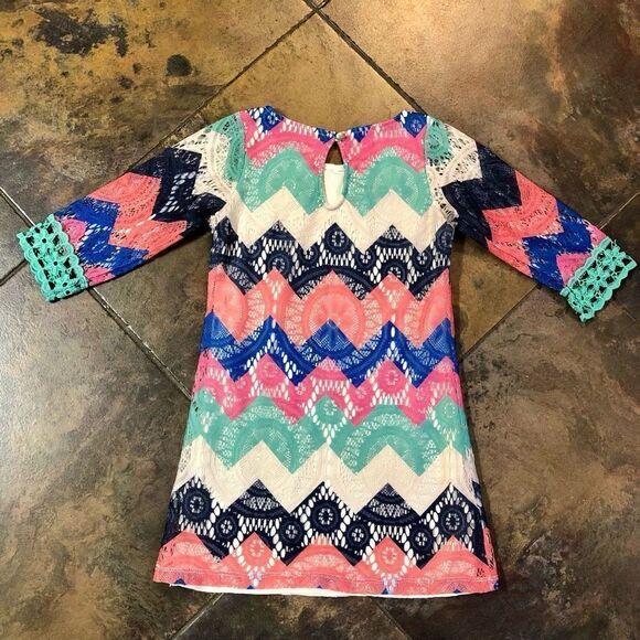 Sequin Hearts Girl’s Multicolored Chevron Lace Dress Size 7 - Picture 10 of 10